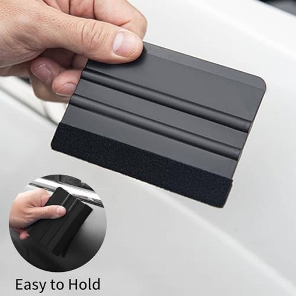 Black vinyl wrap squeegee with felt pad and grippy holder