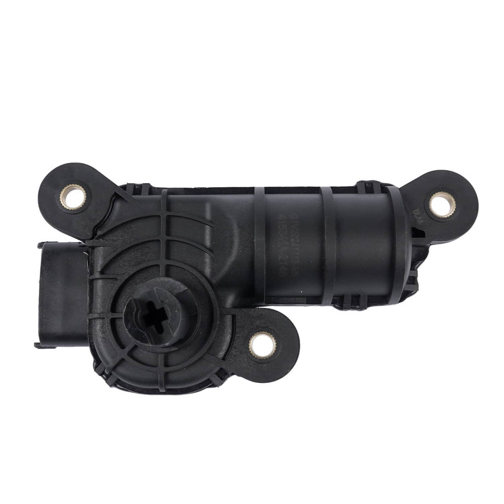Black intake manifold runner control motor with long cylindrical body and four mounting ears
