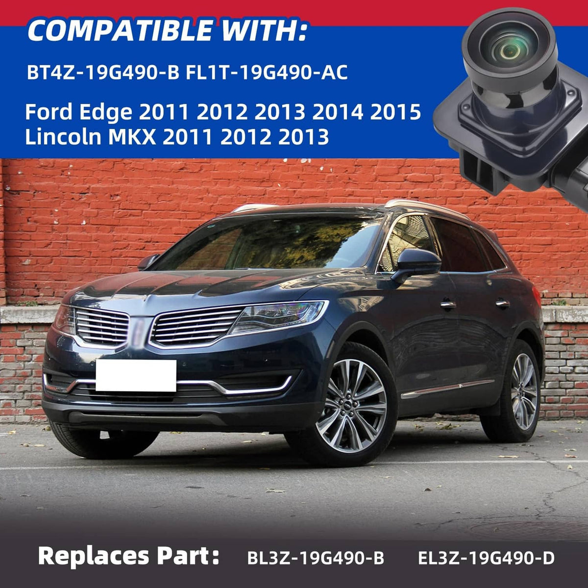 Rear view backup camera unit with round lens and black connector