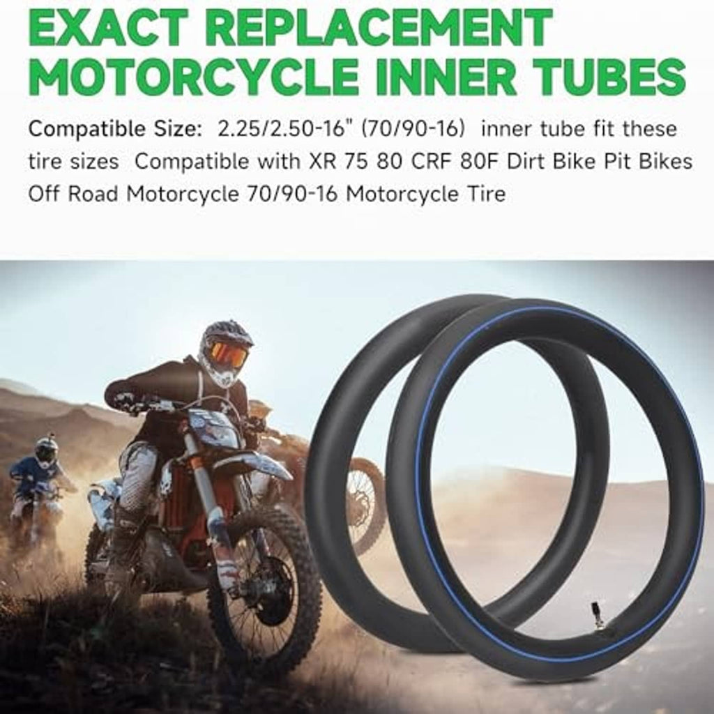 Motorcycle inner tube loop with blue stripe and valve stem for exact replacement
