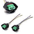 Female H11/H8 wiring harness adapter socket with green connector and 4-inch pigtail wires
