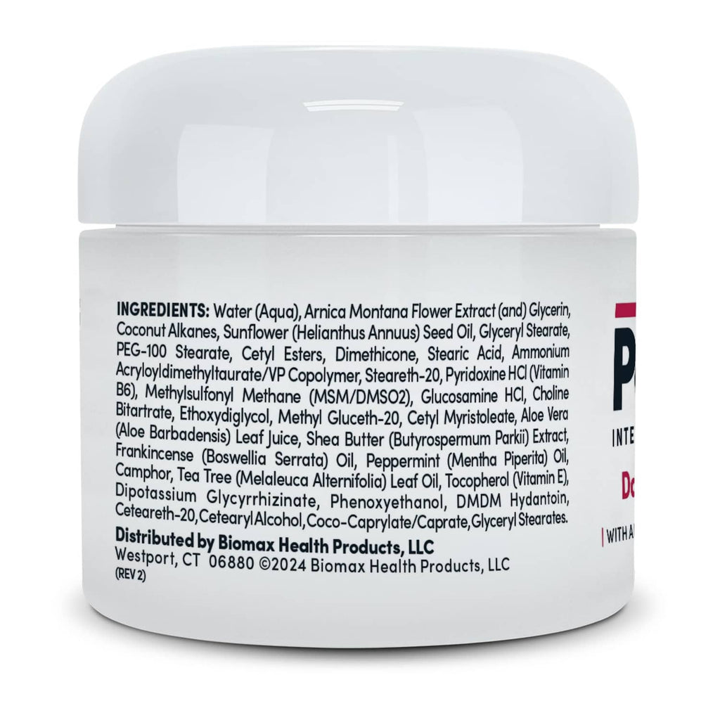 White cream jar back view showing ingredient panel