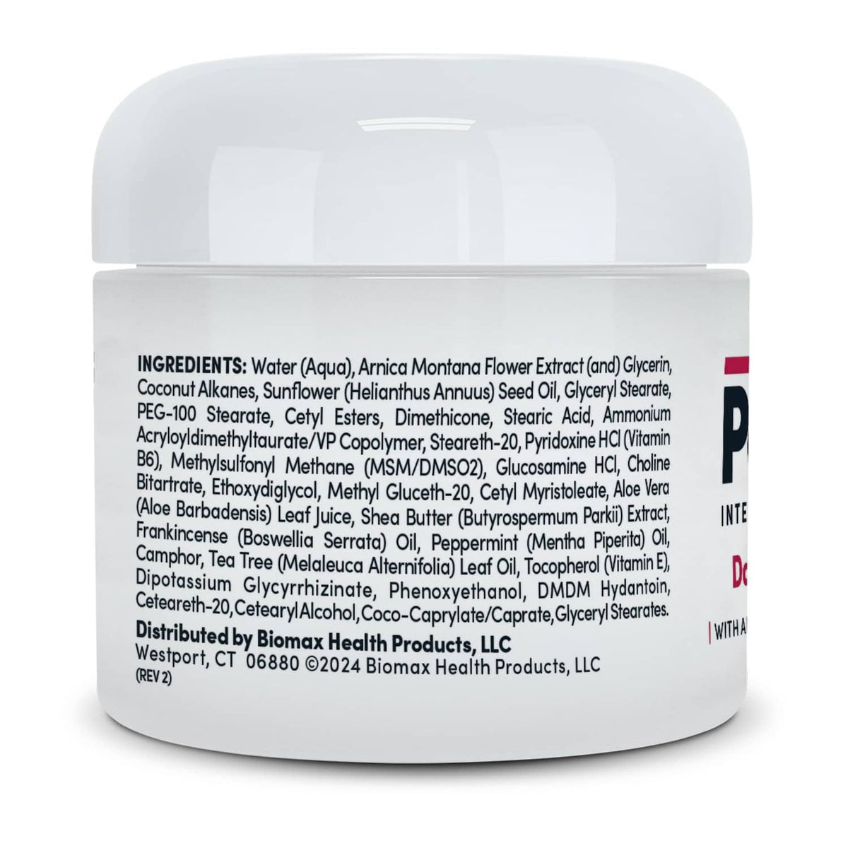 White cream jar back view showing ingredient panel