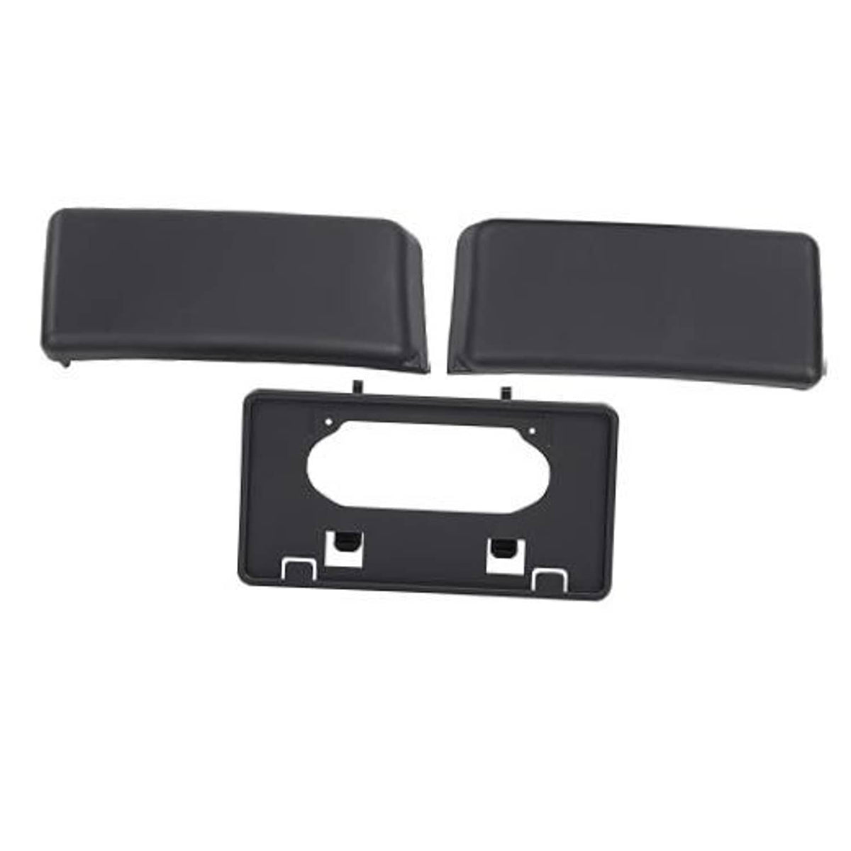 Front bumper guard pads and license plate bracket, dark gray plastic set