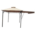 Beige replacement canopy top with side valance and brown metal gazebo frame