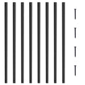 Matte black aluminum deck baluster spindles with screw hardware, straight bars