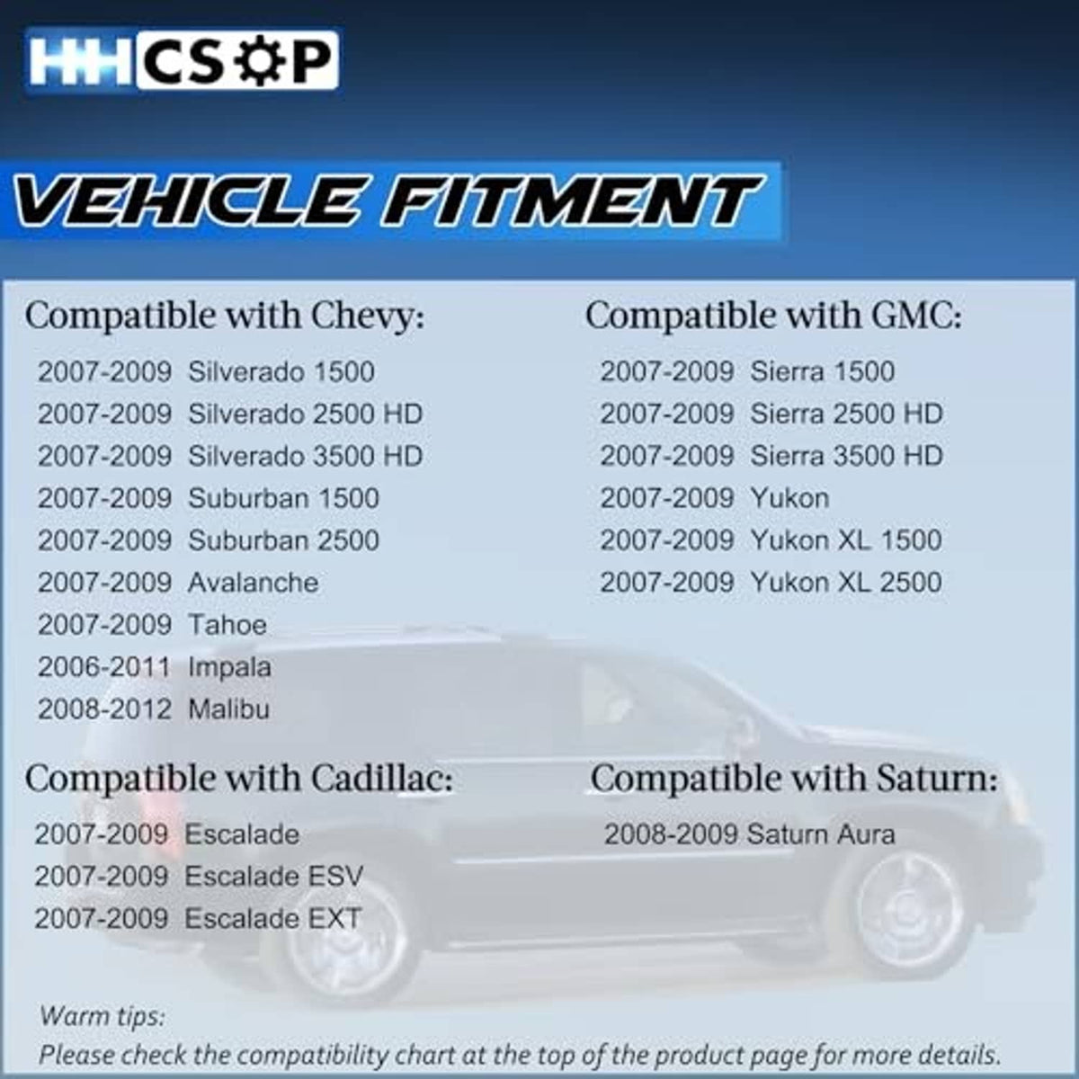 Vehicle fitment compatibility chart for rear left door lock latch actuator motor