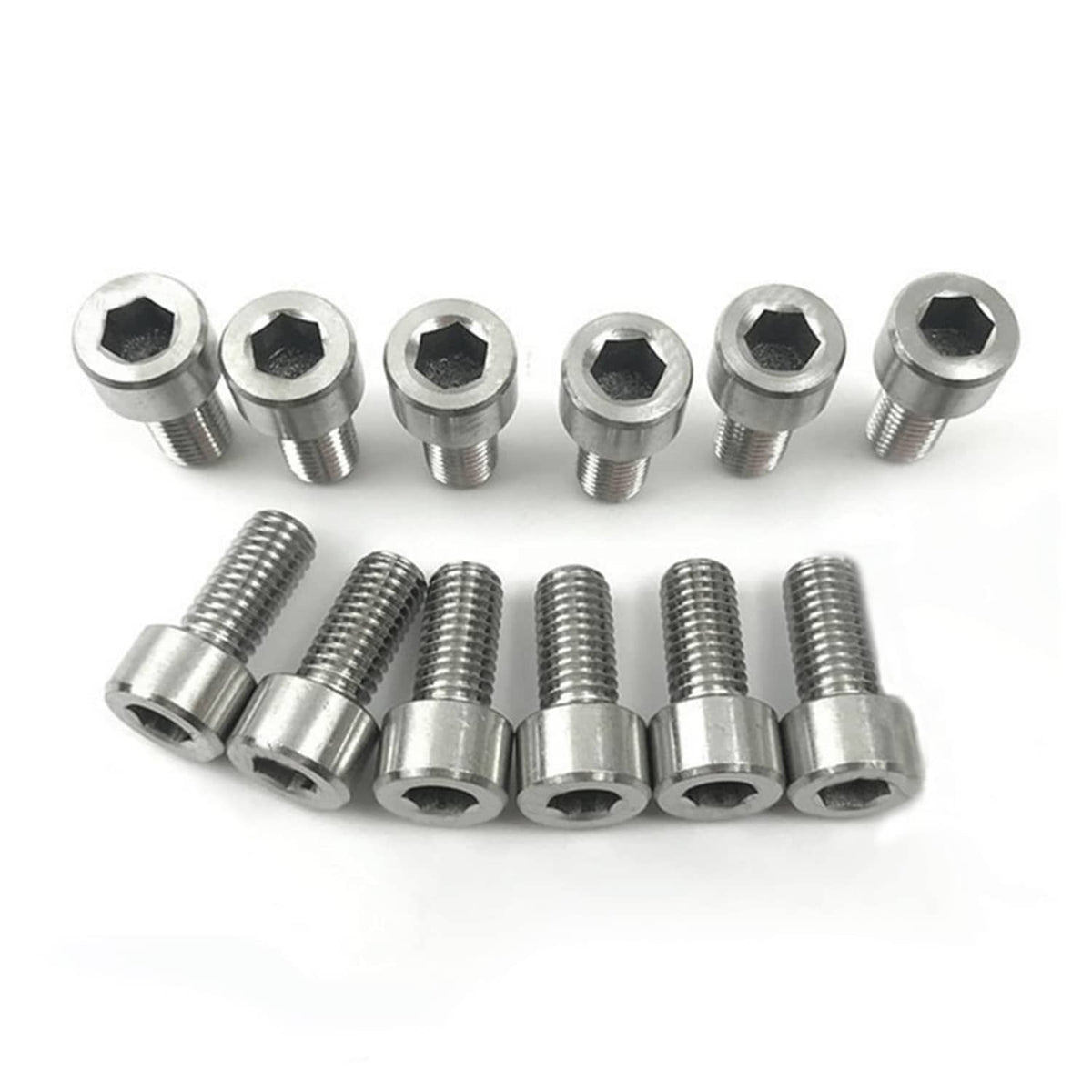 12-pack bike bottle cage bolts with hex socket heads, silver M5x12mm