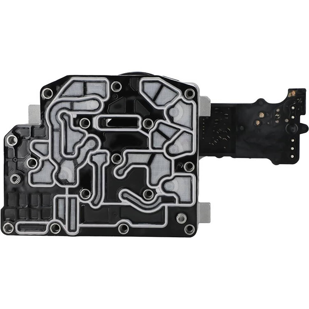 Transmission solenoid pack control module with black-and-silver circuit housing