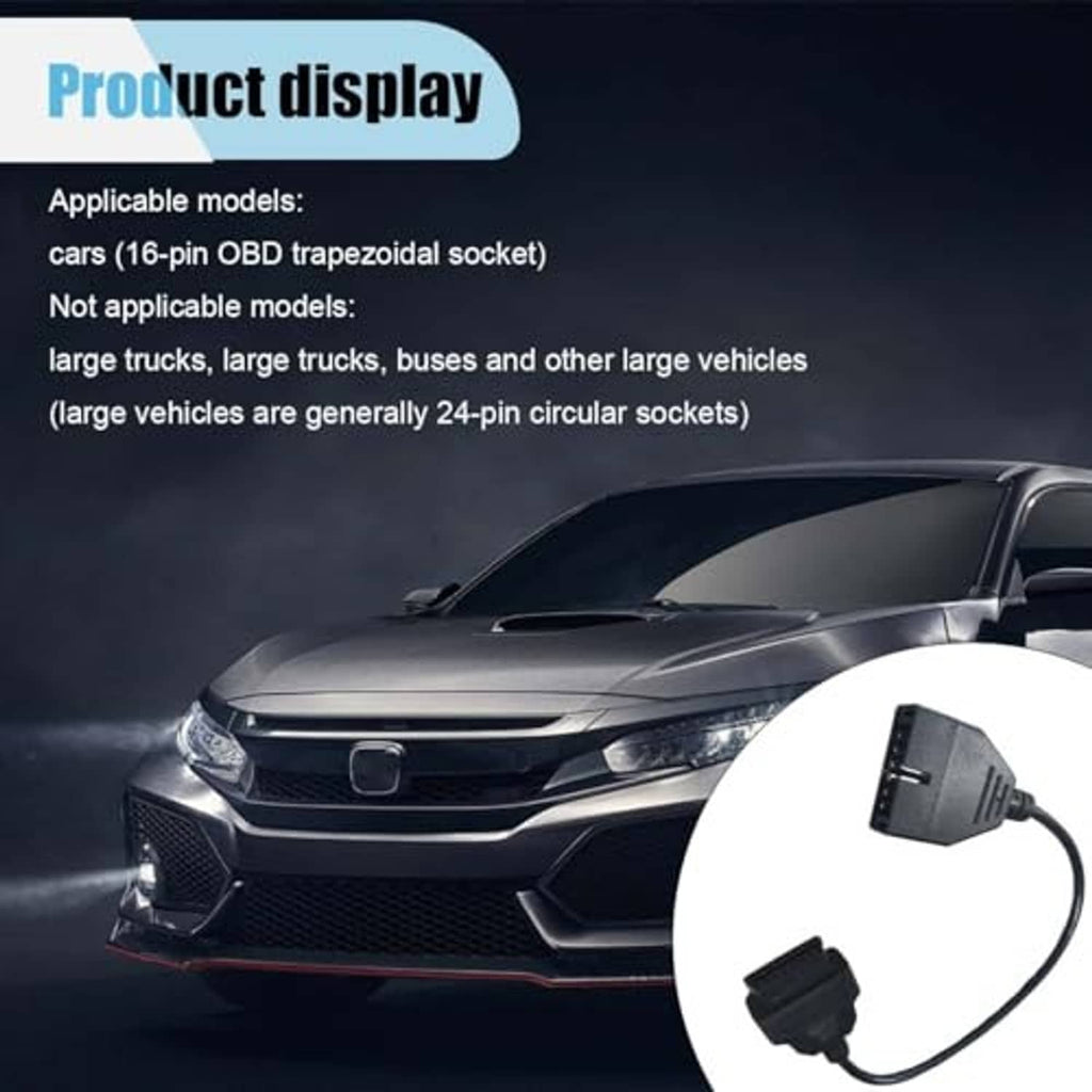 OBD adapter cable with gray OBD2 16-pin plug and black OBD1 12-pin plug