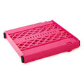 Pink perforated locker shelf with raised lip and side locks, adjustable storage tray