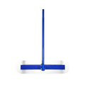 Concrete bull float with blue rounded float blade and central handle post
