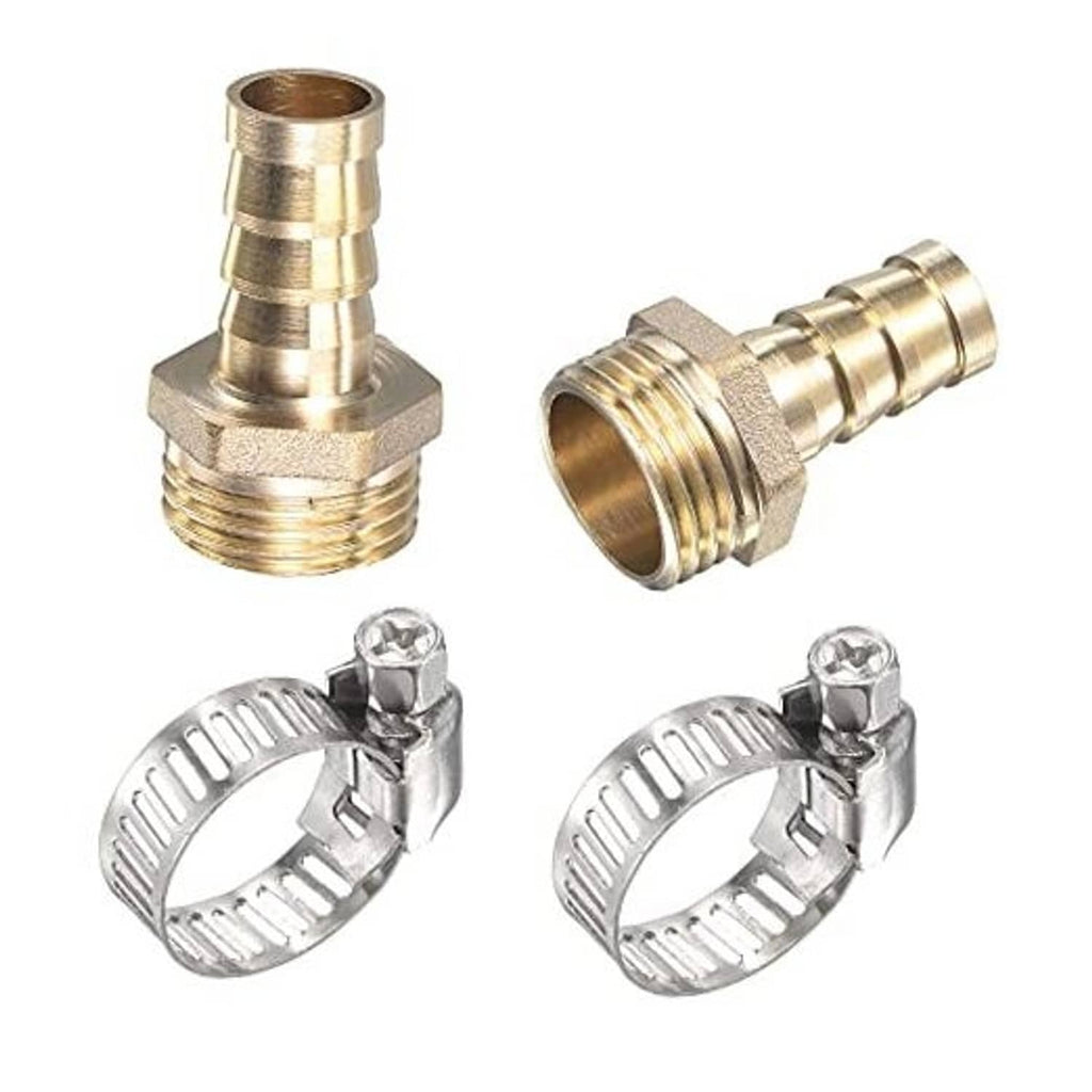 Brass straight hose barb fitting, G1/2 male thread, for 12mm hose