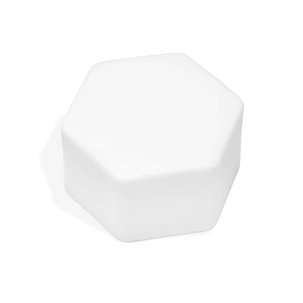 White PVC pipe end cap with hex exterior, solid closed end plug