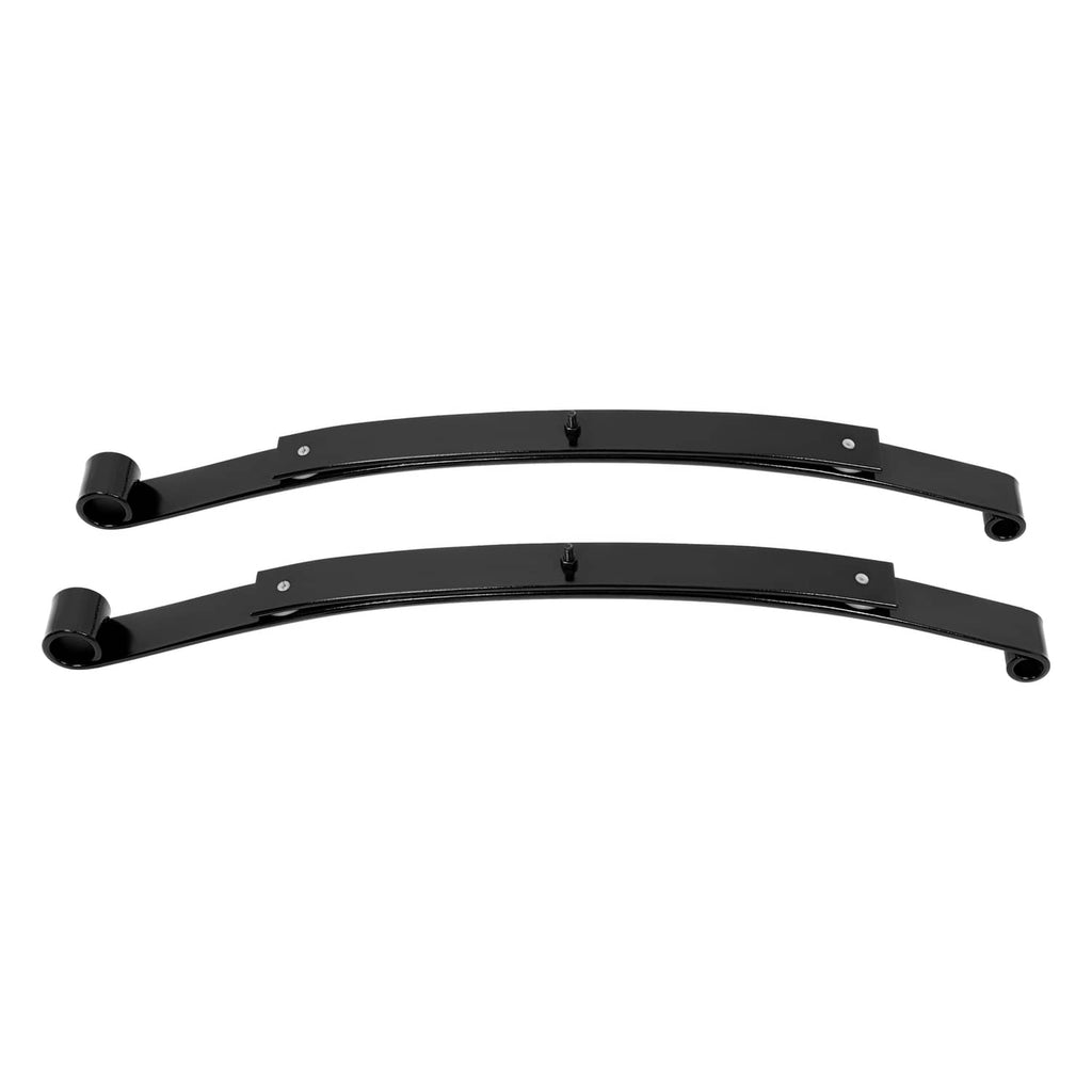 Rear 2-leaf spring kit: two black curved springs with bushing ends and brackets