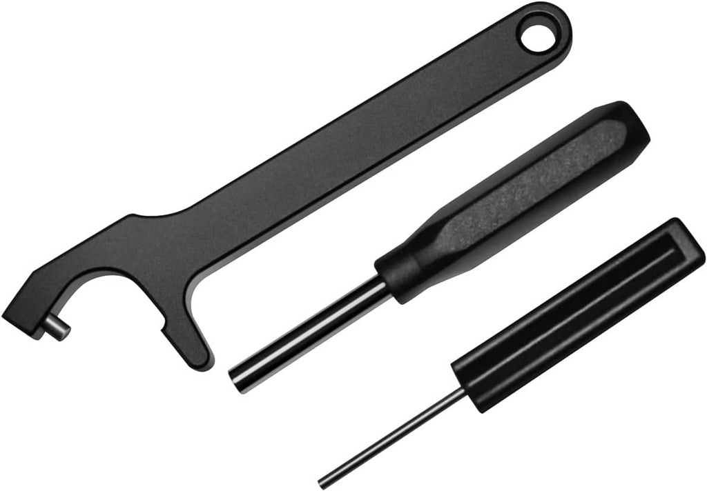 Black disassembly tool with long bar and two pin-style rods