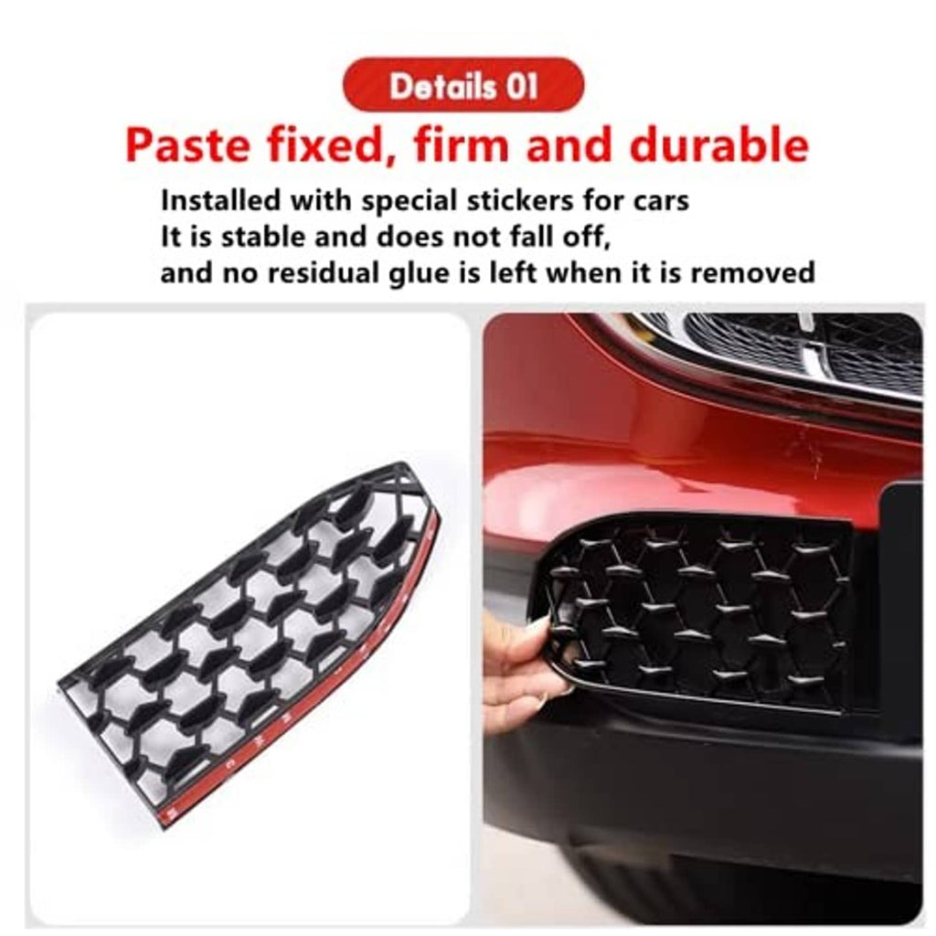 Black honeycomb grille insert panel close-up, fitted to front bumper grille