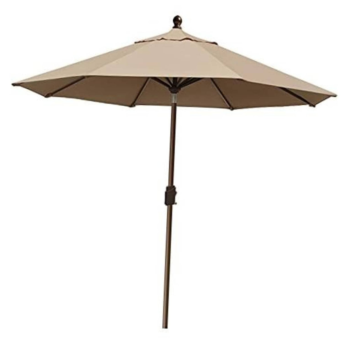 Heather beige 9ft patio market umbrella with open canopy and crank pole