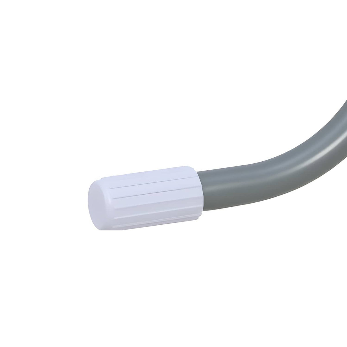 Grey ladder leg end with white plastic protective cap
