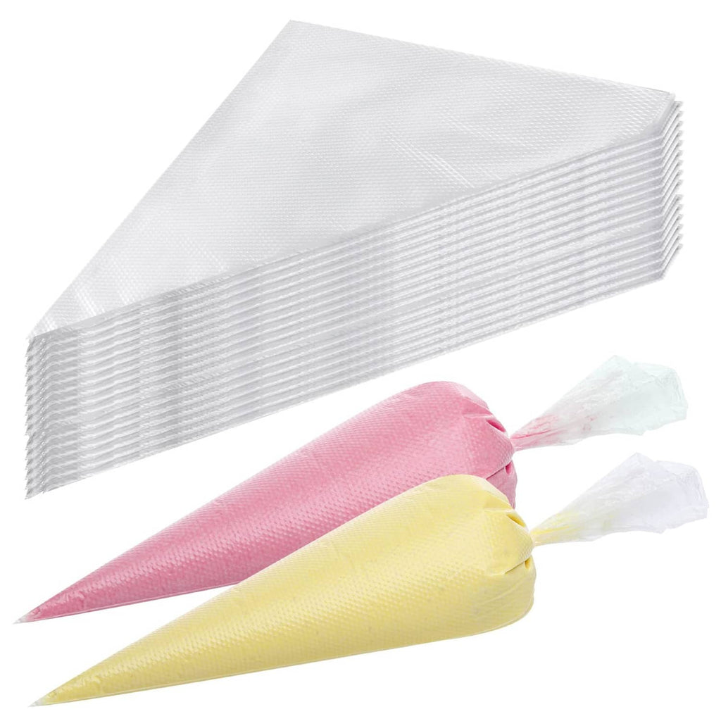 Tipless disposable piping bags, 12-inch long, white plastic, folded stack