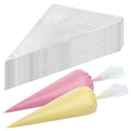Tipless disposable piping bags, 12-inch long, white plastic, folded stack