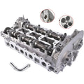 Aluminum cylinder head assembly with camshafts and valve lifter bores