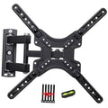 Full-motion TV wall mount bracket, black, with long mounting arms and hardware pieces