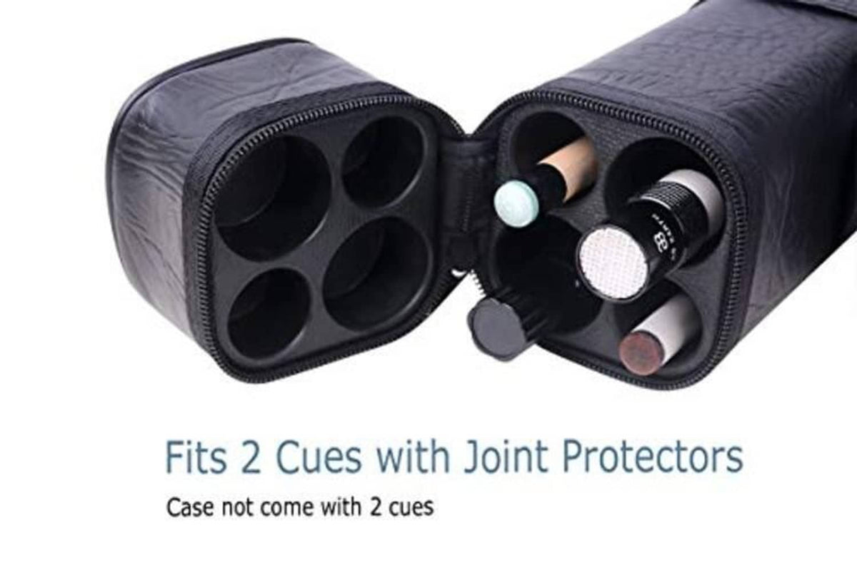 Black 2x2 cue case end compartment with four round holes and protectors