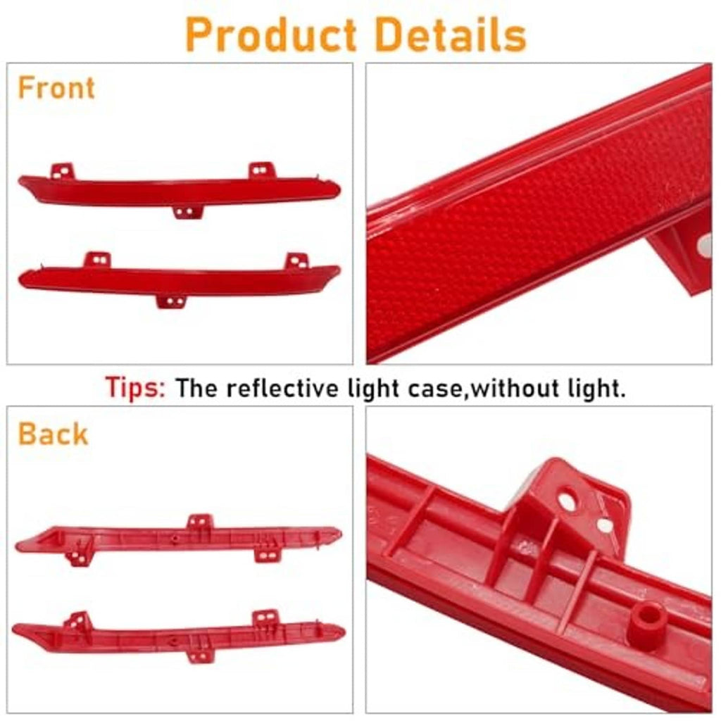 Set of red rear bumper reflector housings with mounting clips and brackets