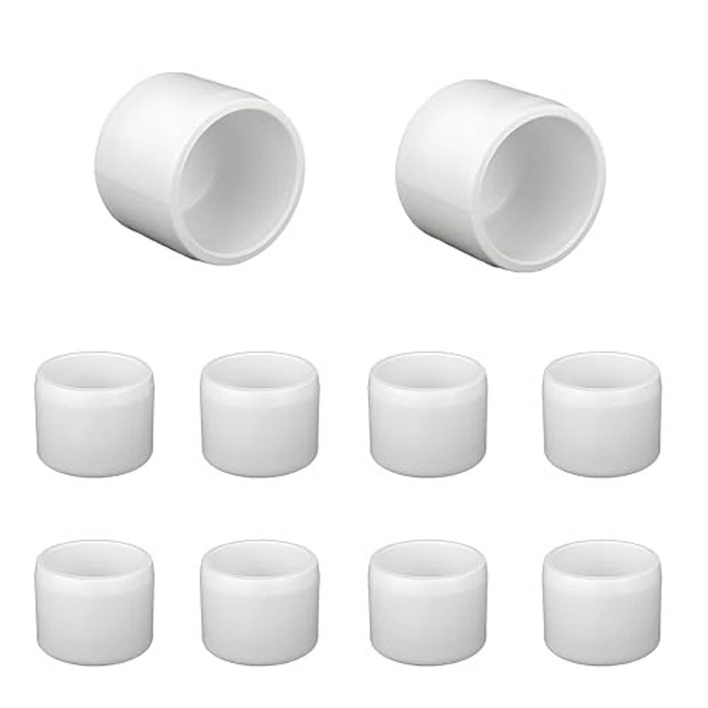 Set of white 1/2-inch PVC pipe end cap plugs, multiple round caps