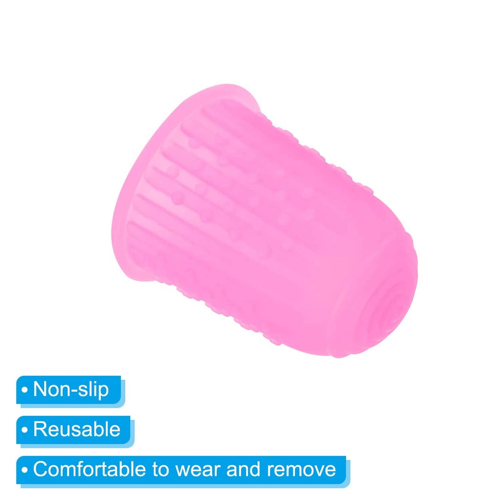 Pink silicone finger tip cover, textured ribbed grip ring and smooth outer cuff
