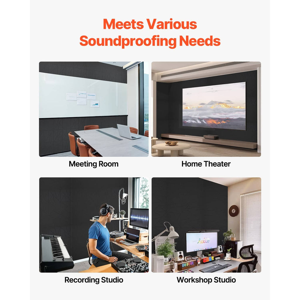 Black acoustic wall panels used in meeting room and home theater spaces