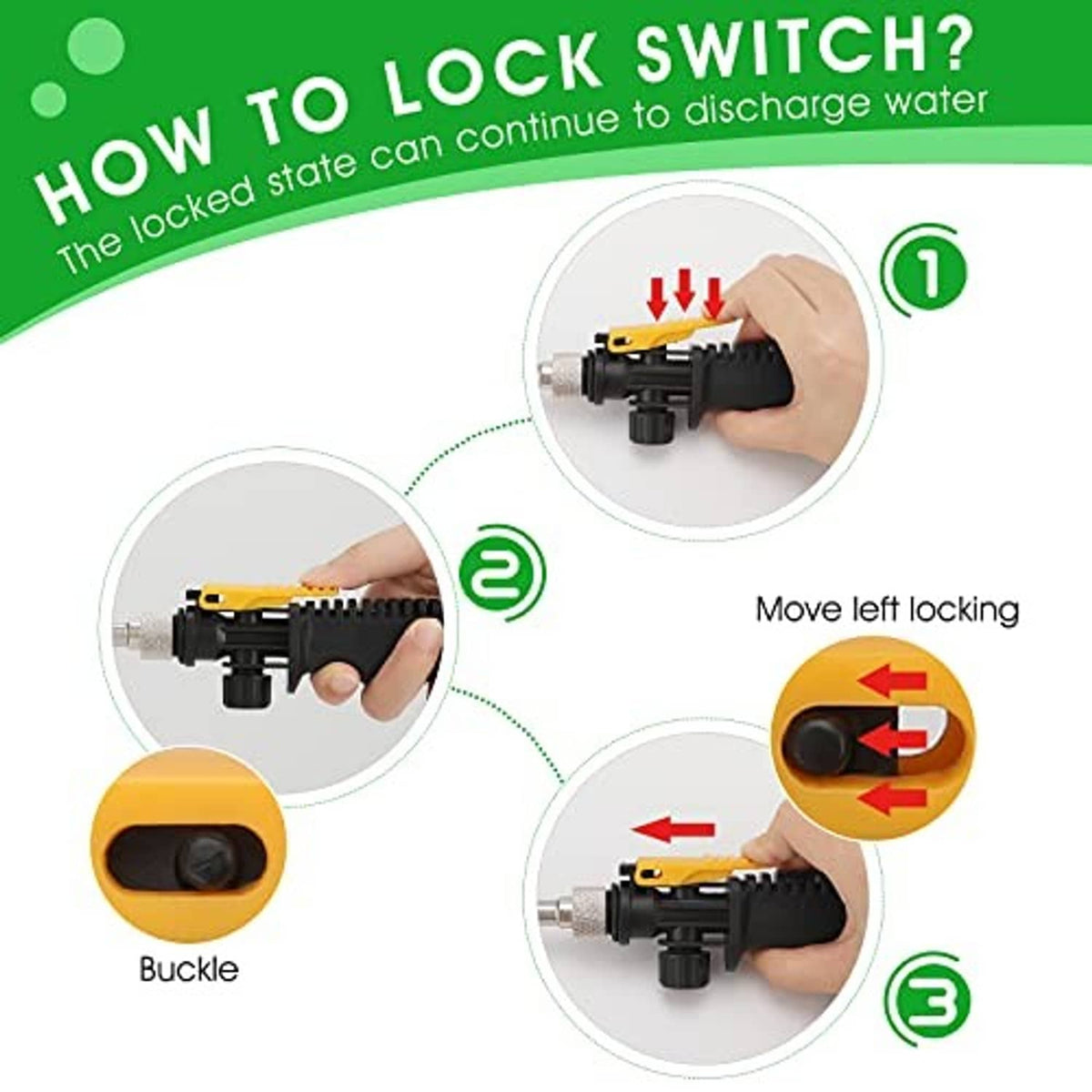 Sprayer wand with black lock switch to control water discharge and flow