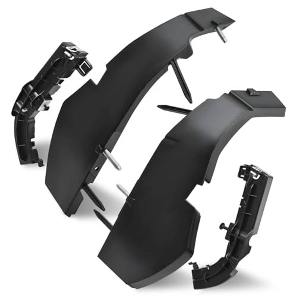 Black bumper bracket cover retainer kit, molded plastic covers and mounting clips