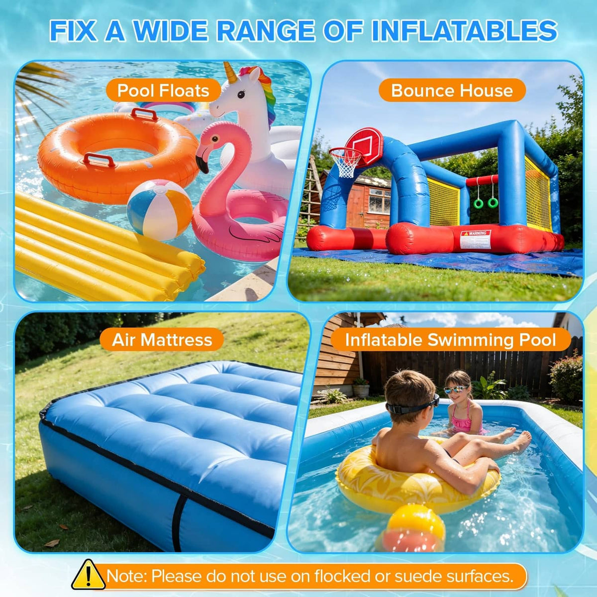 Repair tape for many inflatables, including pool floats, bounce house, air mattress