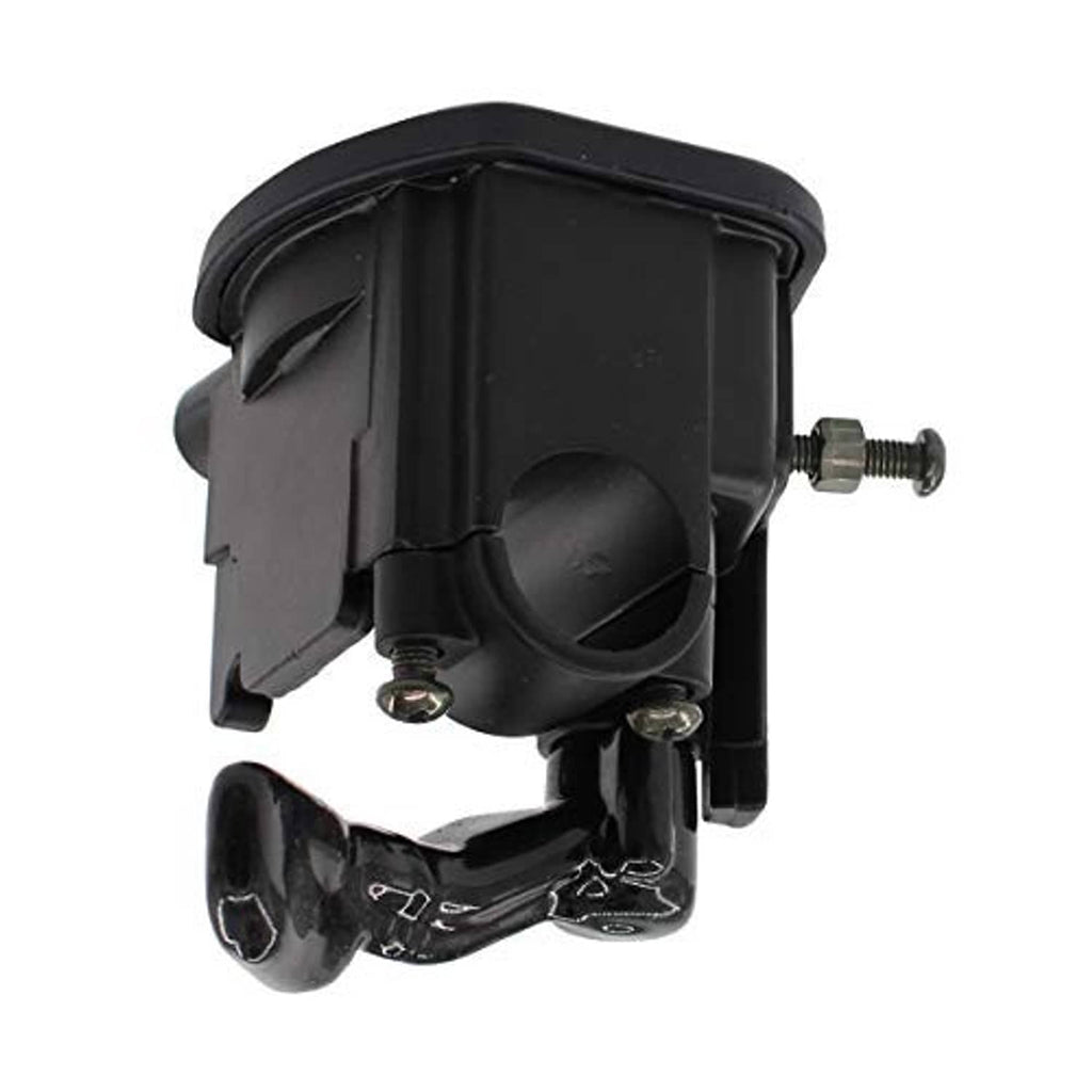 Black plastic throttle lever housing with metal adjustment bolts