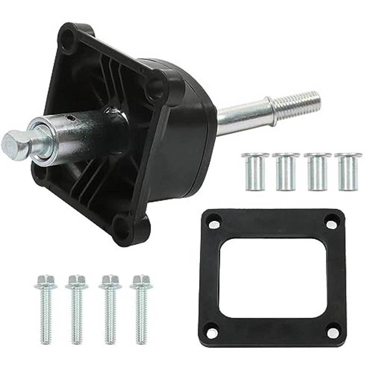 Manual transmission shifter kit, black housing, silver shift rod, gasket and bolts