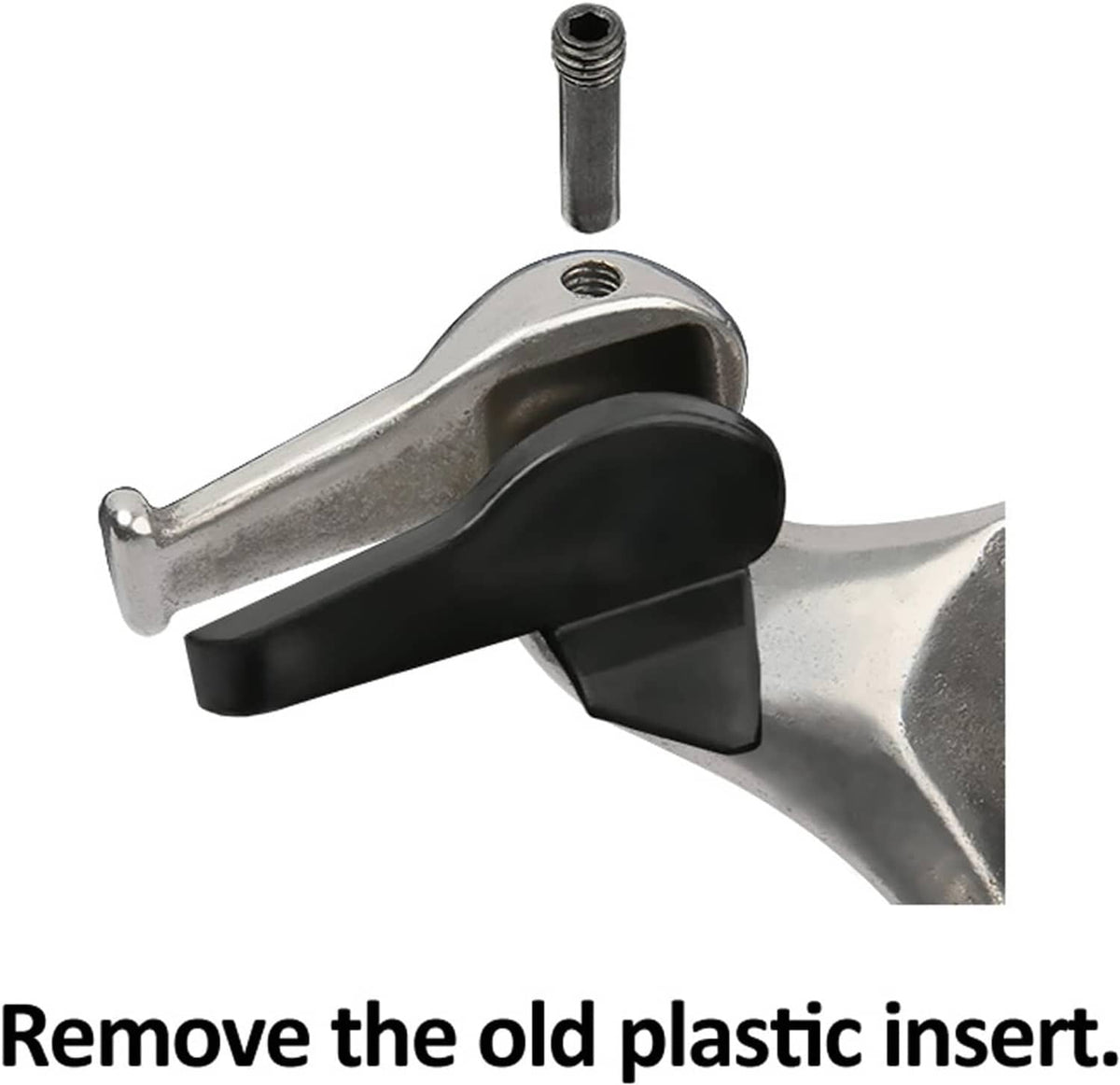 Tire changer duck head insert with screw-on post and black plastic pad