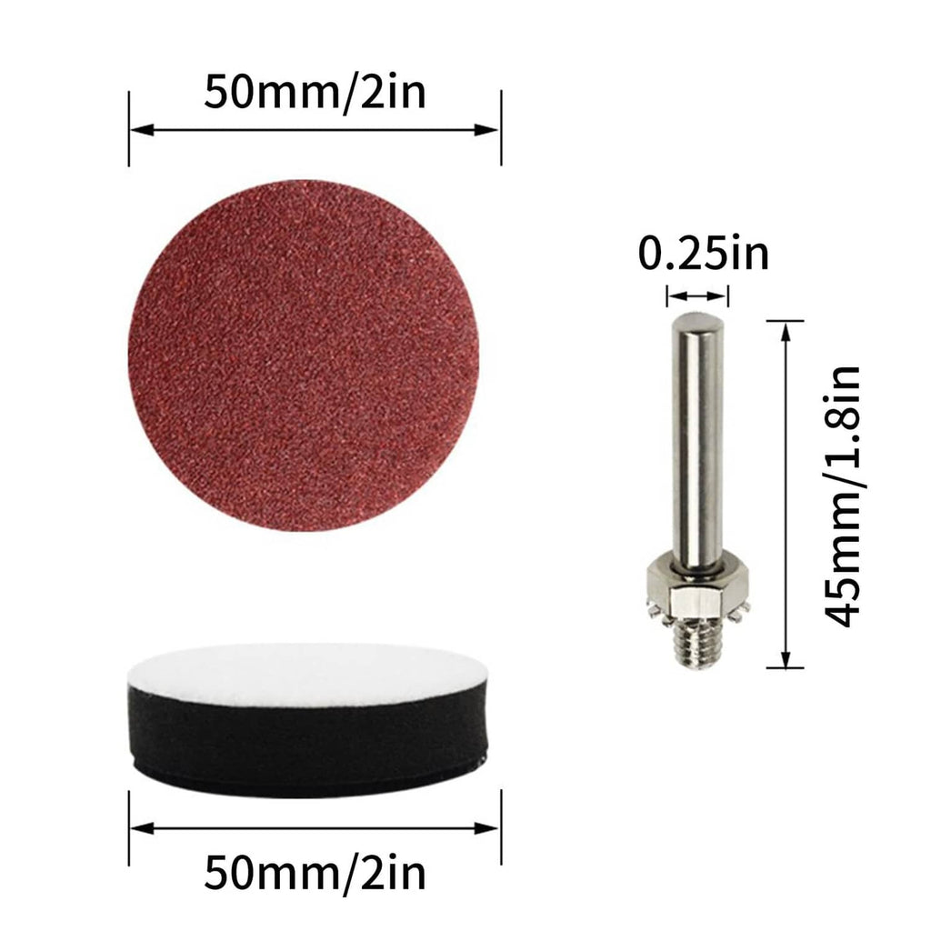 2in (50mm) red sanding disc with 0.25in shank and 1.8in height