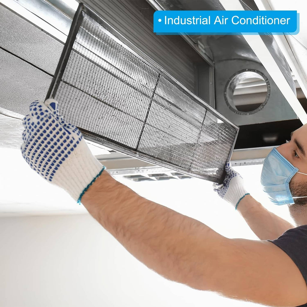 Stainless steel mesh screen panel in an industrial air conditioner vent