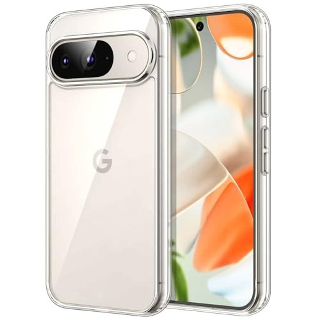 Transparent front and back protective case with raised camera and button cutouts for Pixel 9/9 Pro