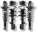 Front and rear strut assembly set with black coil springs and mounting hardware