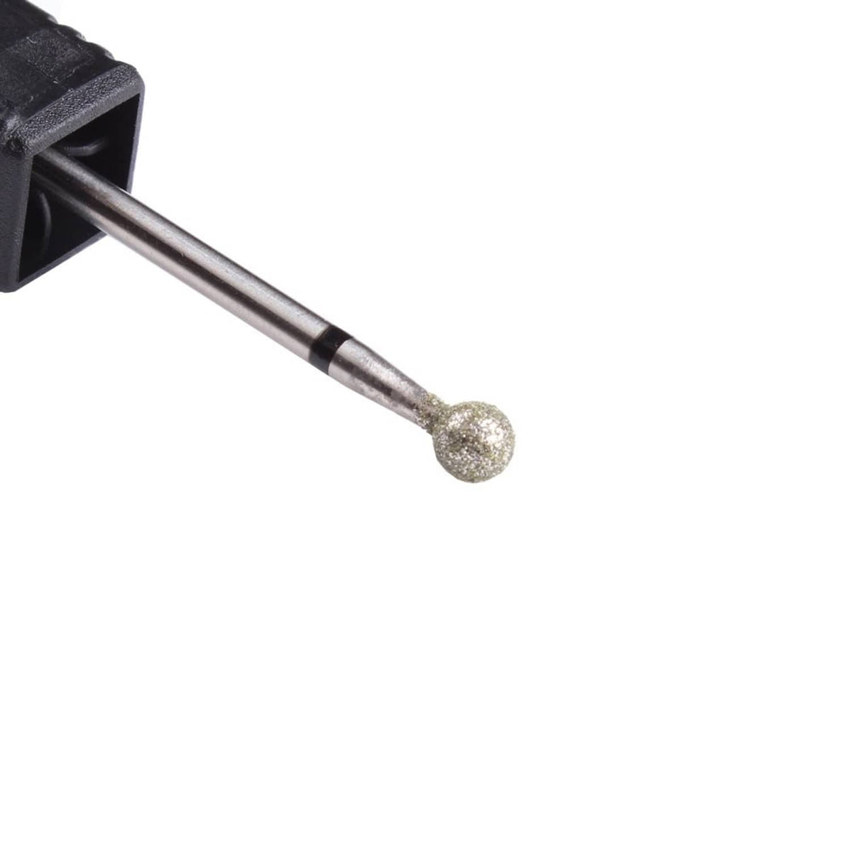 Single ball-head diamond nail drill bit with gray tip on silver shaft