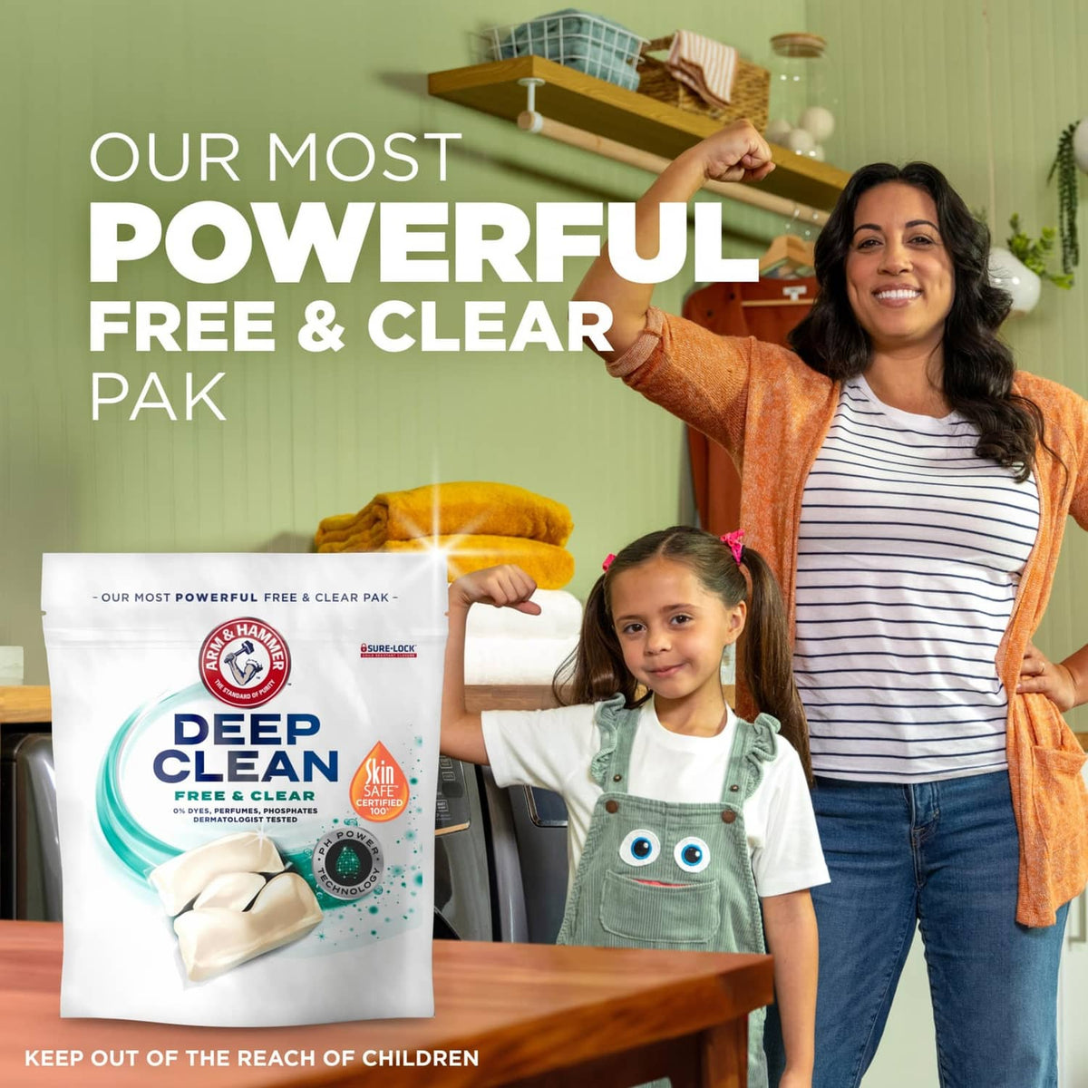 Laundry detergent pouch, Deep Clean Free & Clear, free & clear pak