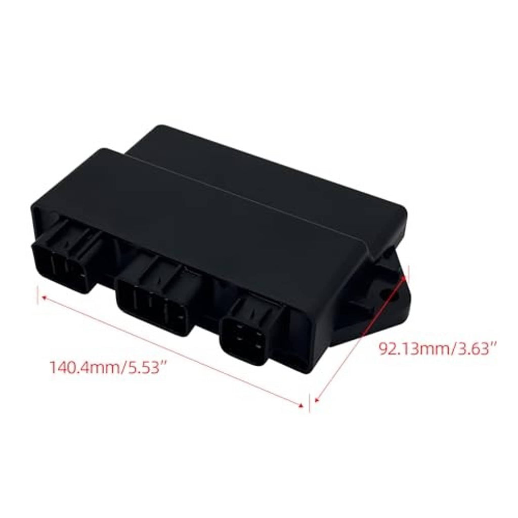 Black CDI ignition box with side ports and multi-pin electrical connector blocks