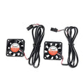 Dual 40mm cooling fan set with black frame and attached wire leads