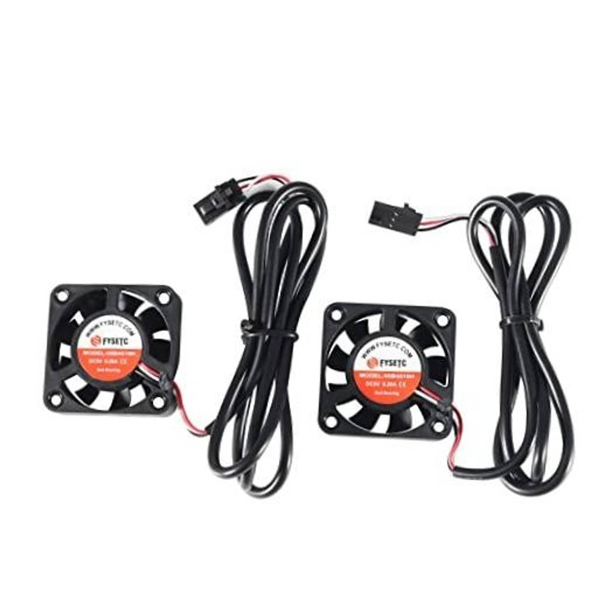 Dual 40mm cooling fan set with black frame and attached wire leads