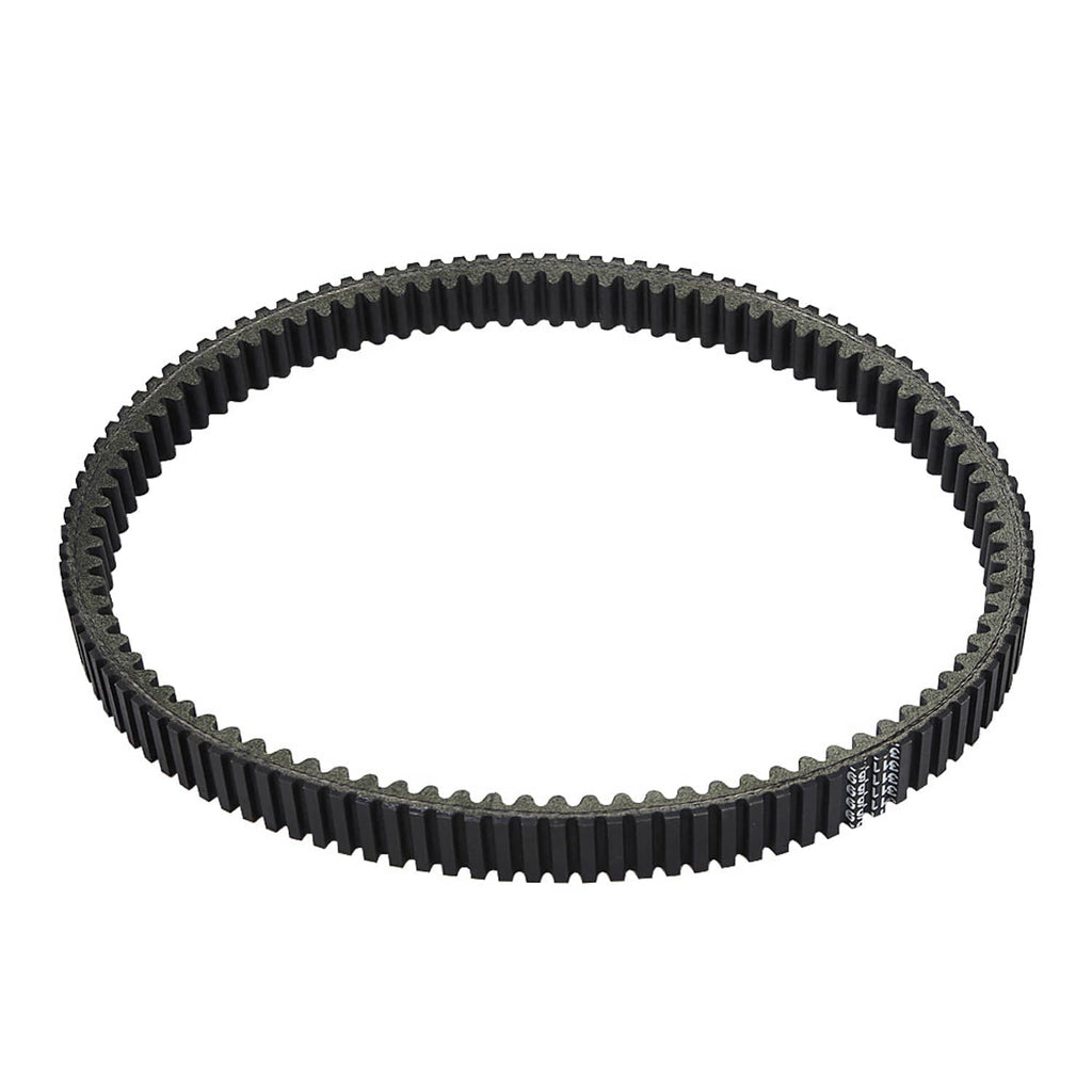Black toothed drive belt loop, angled view