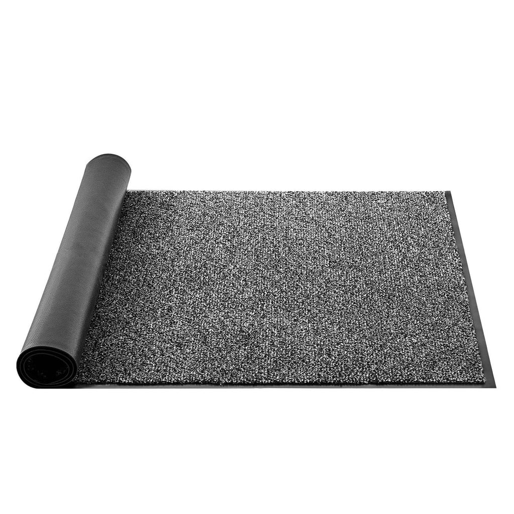 Grey speckled front door mat with PVC backing, 5 x 3 ft