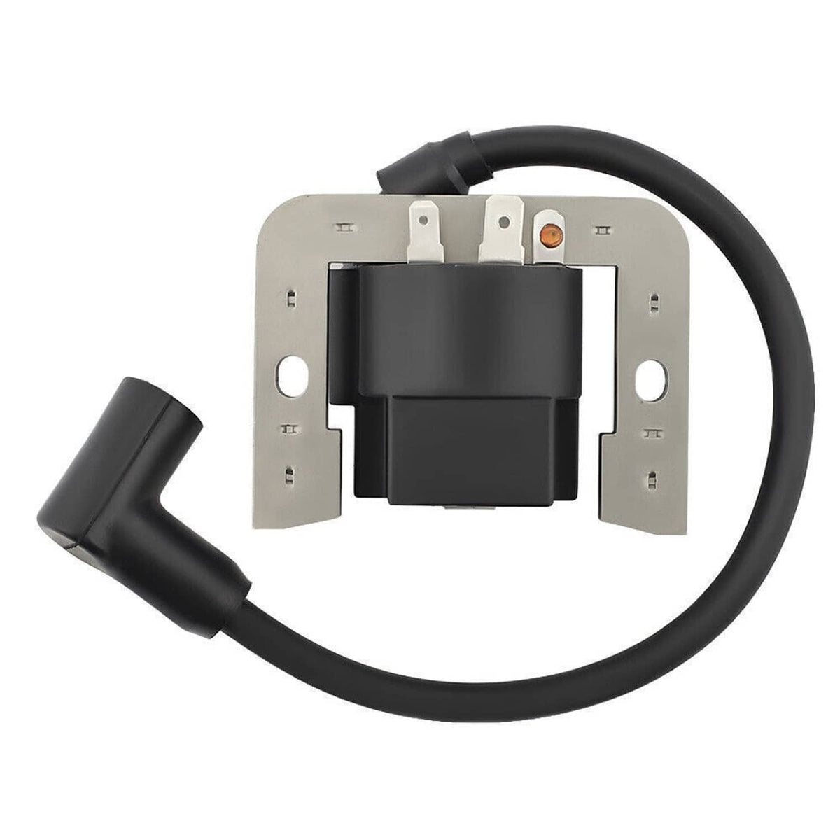 Ignition coil assembly with black module, gray bracket, and black spark plug boots